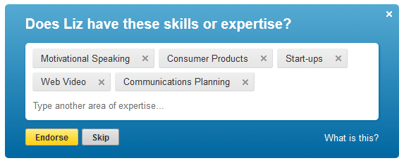 LinkedIn® Skill Suggested Endorsements